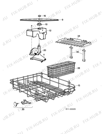 Взрыв-схема посудомоечной машины Juno SSC2635 - Схема узла Baskets, tubes 061